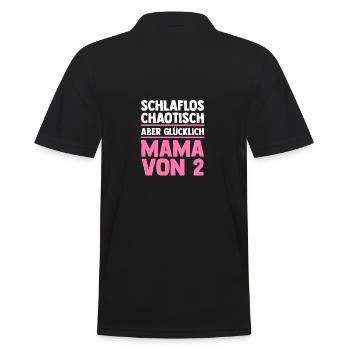 Mom of 2 children - Men's Polo Shirt - black - Back - Kai (181cm)