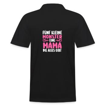 Mama Von 5 Kindern - Männer Poloshirt - Schwarz - Hinten - Kai (181cm)