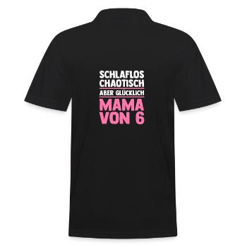 Mom of 6 children - Men's Polo Shirt - black - Back - Kai (181cm)