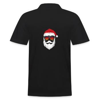 Weihnachtsmann Gesicht Mit Brille - Männer Poloshirt - Schwarz - Hinten - Kai (181cm)