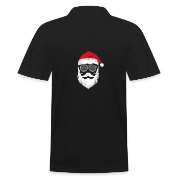 Weihnachtsmann Gesicht Mit Brille - Männer Poloshirt - Schwarz - Hinten - Kai (181cm)