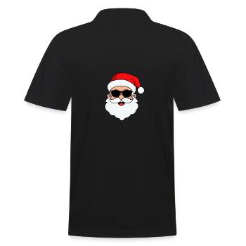 Weihnachtsmann Gesicht Mit Brille - Männer Poloshirt - Schwarz - Hinten - Kai (181cm)