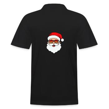 Weihnachtsmann Gesicht Mit Brille - Männer Poloshirt - Schwarz - Hinten - Kai (181cm)