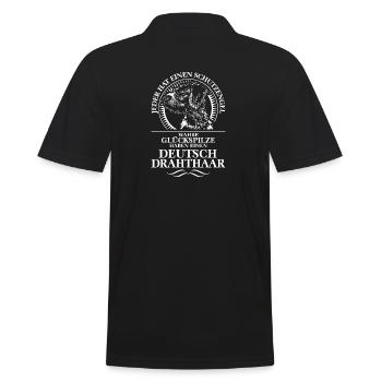 DEUTSCH DRAHTHAAR Schutzengel Hundespruch WILSIGNS - Männer Poloshirt - Schwarz - Hinten - Kai (181cm)