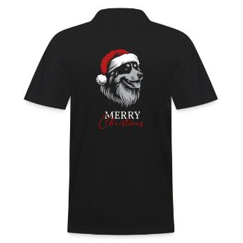 Australian Shepherd Merry Christmas, Dog Head - Men's Polo Shirt - black - Back - Kai (181cm)