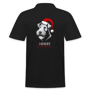 Airedale Terrier Merry Christmas, Hundekopf - Männer Poloshirt - Schwarz - Hinten - Kai (181cm)