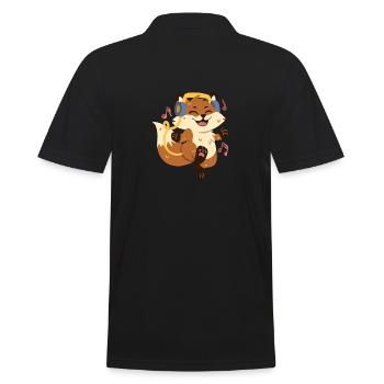 Fuchs hört Musik und tanzt - Männer Poloshirt - Schwarz - Hinten - Kai (181cm)