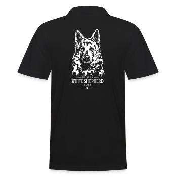 White Shepherd Dad Weißer Schäferhund Wilsigns - Männer Poloshirt - Schwarz - Hinten - Kai (181cm)