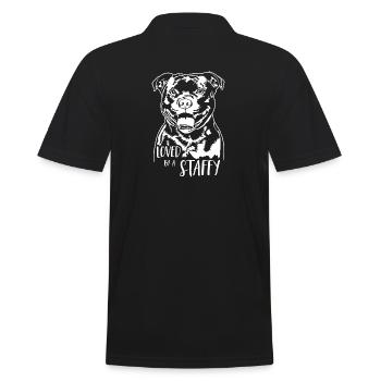 Loved by a Staffy Staffordshire Bull Terrier Dog - Men's Polo Shirt - black - Back - Kai (181cm)