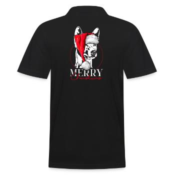 Santa Basenji Merry Christmas Hunde Wilsigns - Männer Poloshirt - Schwarz - Hinten - Kai (181cm)
