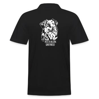 Loved by an Australian Shepherd Dog Wilsigns - Men's Polo Shirt - black - Back - Kai (181cm)