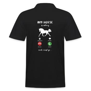 My Horse Is Calling Mein Pferd Ruft An Reiten - Männer Poloshirt - Schwarz - Hinten - Kai (181cm)