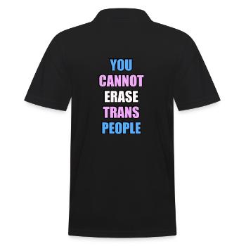 You cannot erase trans people - Men's Polo Shirt - black - Back - Kai (181cm)