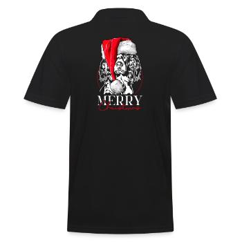 Santa Kleiner Münsterländer Merry Christmas Hunde - Männer Poloshirt - Schwarz - Hinten - Kai (181cm)