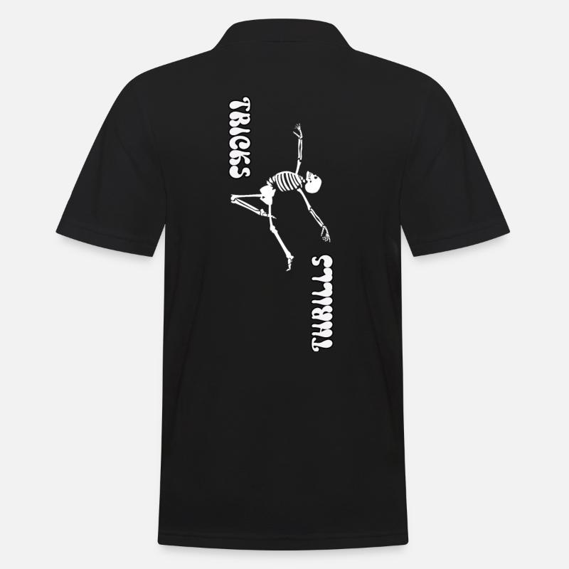 TRICKS ODER NERVENKITZEL, HALLOWEEN-SKELETTTANZ - Männer Poloshirt - Schwarz
