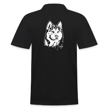 Siberian Husky Portrait Dogs Dog Wilsigns - Men's Polo Shirt - black - Back - Kai (181cm)