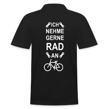 Ich nehme gerne Rad an - Männer Poloshirt - Schwarz - Hinten - Kai (181cm)