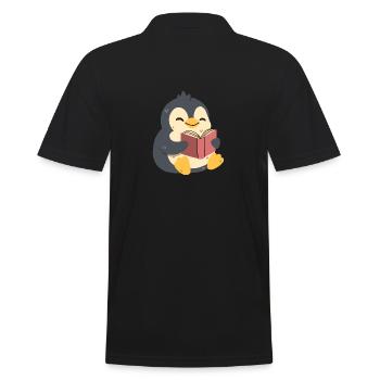 Penguin reading a book - Men's Polo Shirt - black - Back - Kai (181cm)