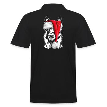 Santa Malinois Christmas St. Nicholas Dogs Wilsigns - Men's Polo Shirt - black - Back - Kai (181cm)