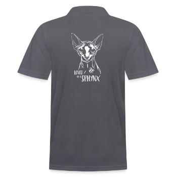 Loved by a Sphynx Katzenspruch Katze Wilsigns - Männer Poloshirt - Anthrazit - Hinten - Nico (186cm)