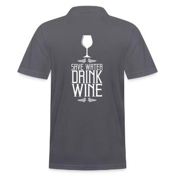 Save Water Drink Wine Ornament - Männer Poloshirt - Anthrazit - Hinten - Nico (186cm)