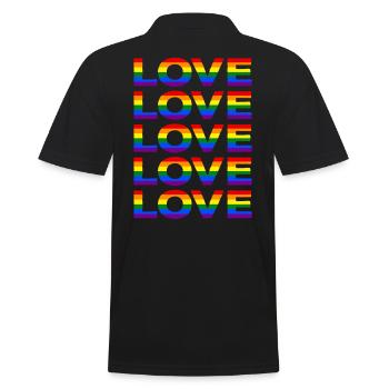 Pride LGBT LGBTQ Rainbow Flag Love CSD Gift - Men's Polo Shirt - black - Back - Kai (181cm)