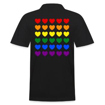 Pride Herzen Regenbogen Farben LGBT LGBTQ Geschenk - Männer Poloshirt - Schwarz - Hinten - Kai (181cm)