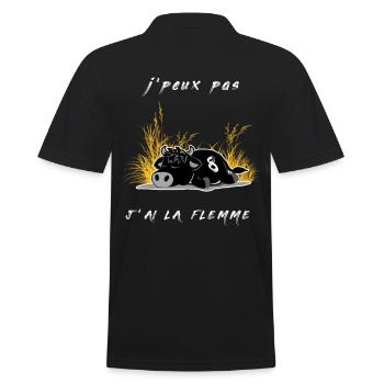 Vache d'herens, j'peux pas j'ai la flemme - Polo Homme - noir - Dos - Kai (181cm)
