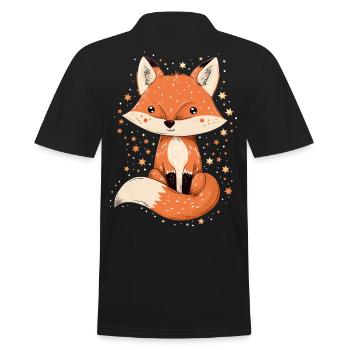 Fuchs mit Sternen - Männer Poloshirt - Schwarz - Hinten - Kai (181cm)