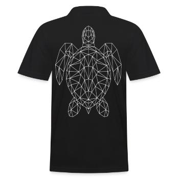 Geometric Sea Turtle White Silhouette - Men's Polo Shirt - black - Back - Kai (181cm)