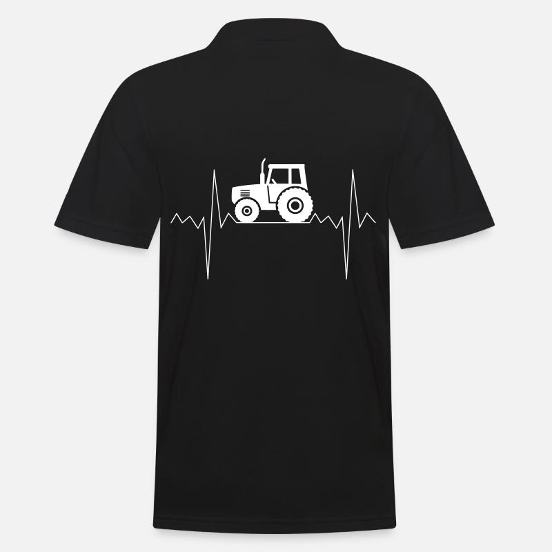 Herzfrequenz Herzschlag Traktor Trecker Geschenk - Männer Poloshirt - Schwarz