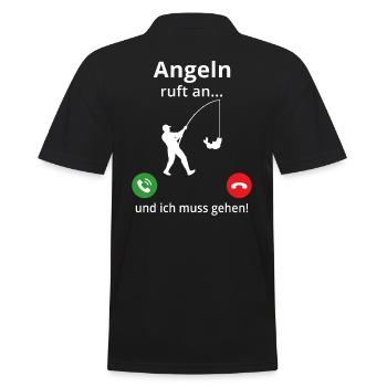 Angeln ruft an und ich muss gehen - Männer Poloshirt - Schwarz - Hinten - Kai (181cm)