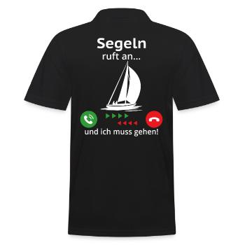 segeln ruft an und ich muss gehen t-shirt segeln - Männer Poloshirt - Schwarz - Hinten - Kai (181cm)