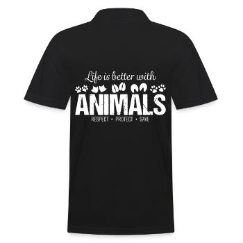 Animaux Animaux Animaux Vie Vegan cadeau - Polo Homme - noir - Dos - Kai (181cm)