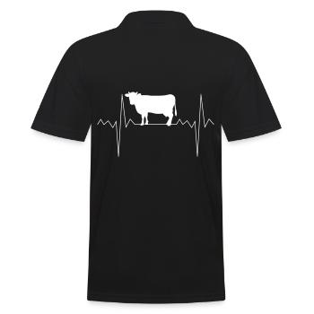 Heart Rate Heartbeat Cow Cows Farmer Gift - Men's Polo Shirt - black - Back - Kai (181cm)