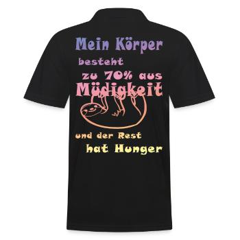 Müde faul witzig lustig - Männer Poloshirt - Schwarz - Hinten - Kai (181cm)