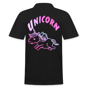Unicorn Einhorn suess - Männer Poloshirt - Schwarz - Hinten - Kai (181cm)