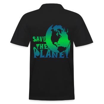 Save the planet Klimaschutz - Männer Poloshirt - Schwarz - Hinten - Kai (181cm)