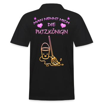 Königin Putzkönigin - Männer Poloshirt - Schwarz - Hinten - Kai (181cm)