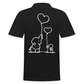 Rabbit and elephant sweet - Men's Polo Shirt - black - Back - Kai (181cm)