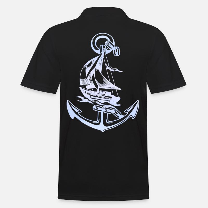 Cooles Anker Segelboot Design - Männer Poloshirt - Schwarz