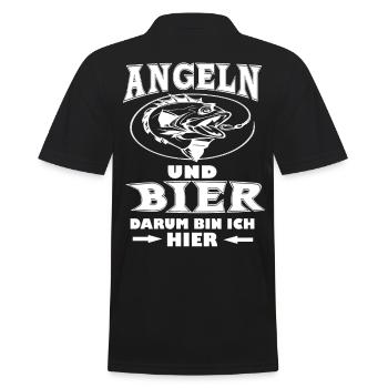 Angeln und Bier - Männer Poloshirt - Schwarz - Hinten - Kai (181cm)