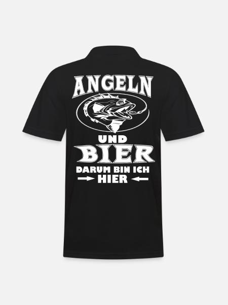 Angeln und Bier - Männer Poloshirt - Schwarz