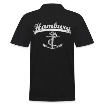 Hamburg Anker - Männer Poloshirt - Schwarz - Hinten - Kai (181cm)