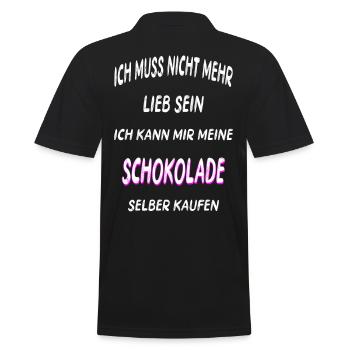 Schokolade cooler Spruch Geschenk Idee - Männer Poloshirt - Schwarz - Hinten - Kai (181cm)