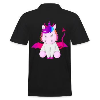 Einhorn Teufelshorn Geschenk Idee böse Vektor - Männer Poloshirt - Schwarz - Hinten - Kai (181cm)
