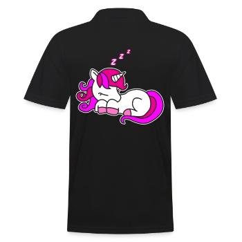 Cute sleeping unicorn kids gift idea - Men's Polo Shirt - black - Back - Kai (181cm)