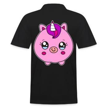 Petit licorne rond cadeau de porc enfants - Polo Homme - noir - Dos - Kai (181cm)