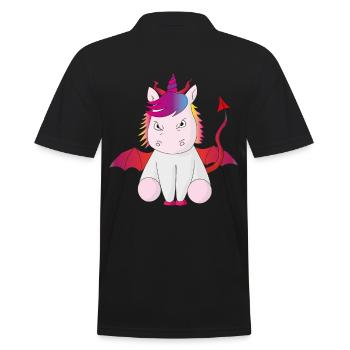 Teufelshorn das Einhorn böse Geschenkidee witzig - Männer Poloshirt - Schwarz - Hinten - Kai (181cm)