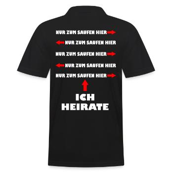 Junggesellenabschied Heiraten Saufen Lustig Spruch - Männer Poloshirt - Schwarz - Hinten - Kai (181cm)